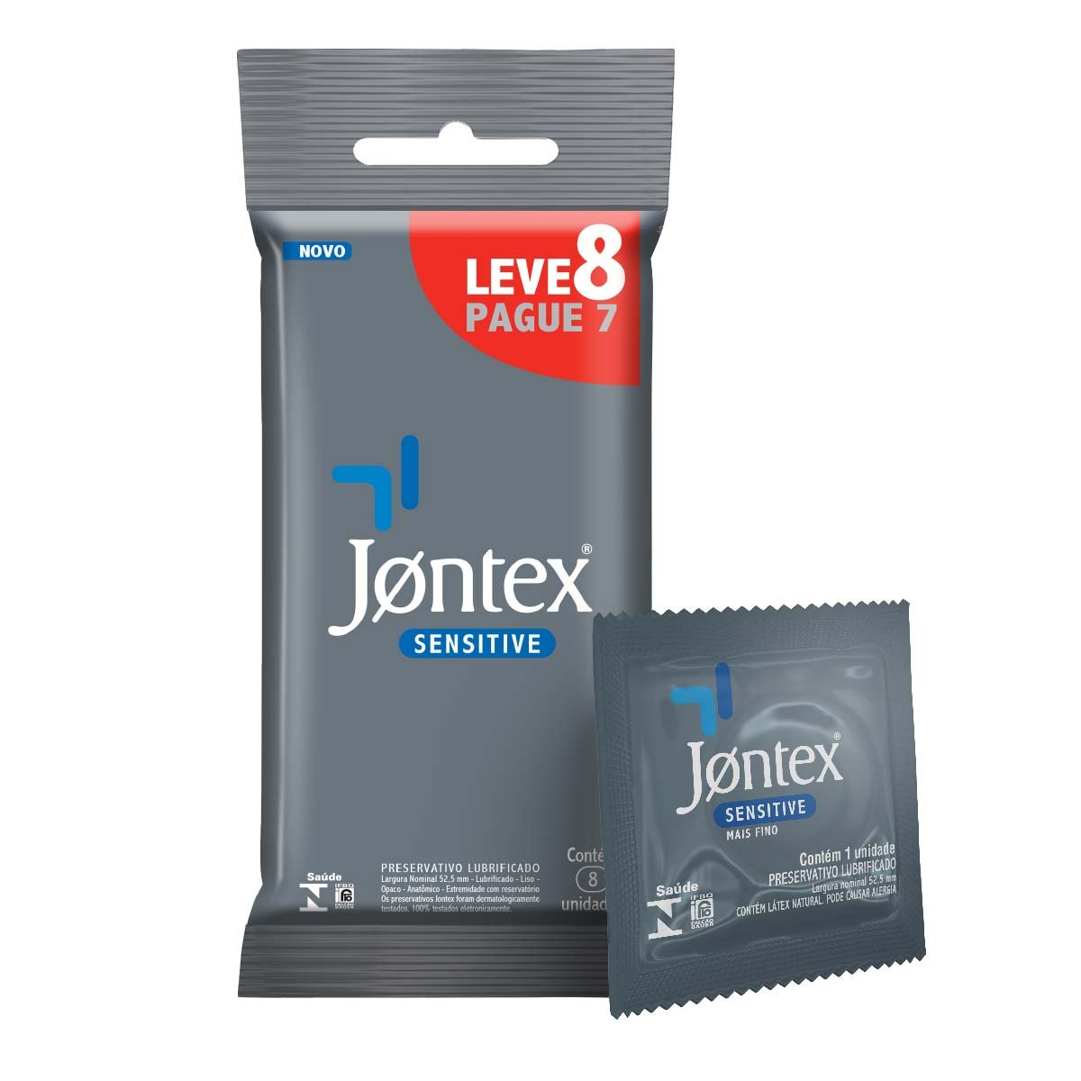 PRESERVATIVO JONTEX LUBRIFICADO LEVE 8 PAGUE 7 SENSITIVE