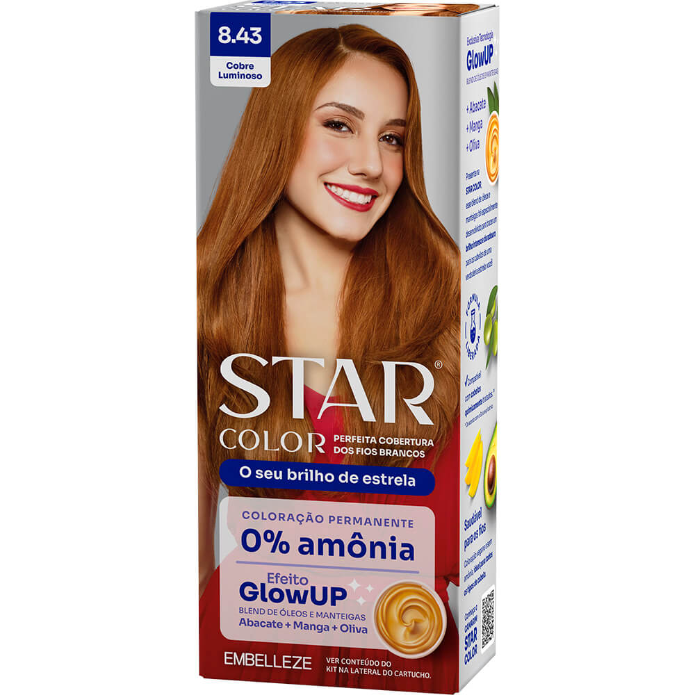 COLORACAO STAR COLOR SEM AMONIA 8.43 COBRE LUMINOSO