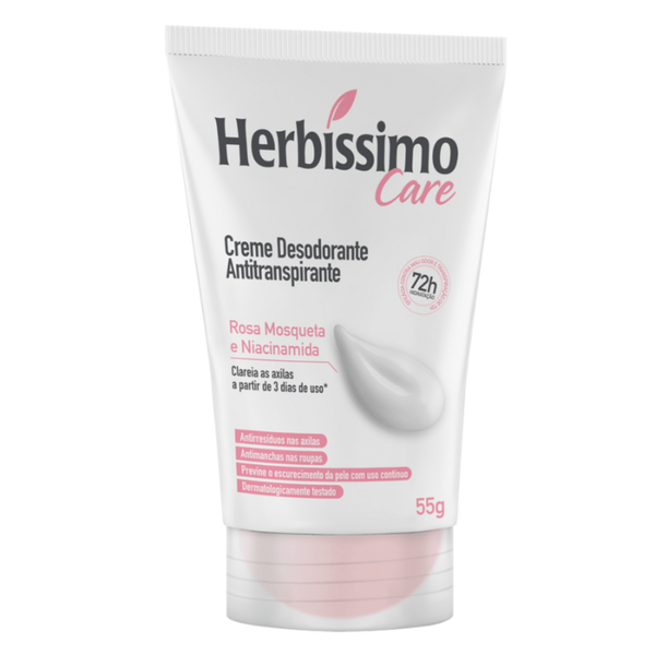 DESODORANTE CREME HERBISSIMO BISNAGA 55G ROSA MOSQUETA E NIACINAMIDA