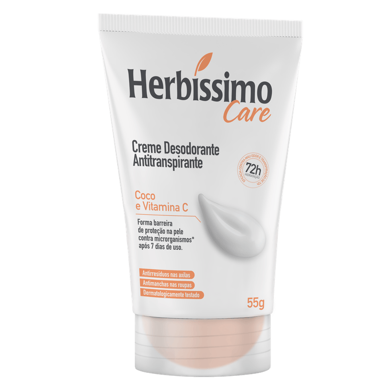 DESODORANTE CREME HERBISSIMO BISNAGA 55G COCO E VITAMINA C