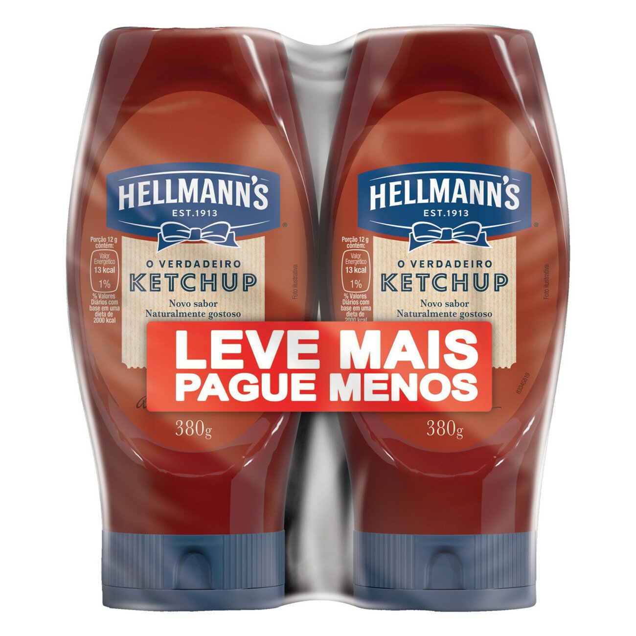 KETCHUP HELLMANNS C/2UN 380G SQUEEZE LEV+PAG-