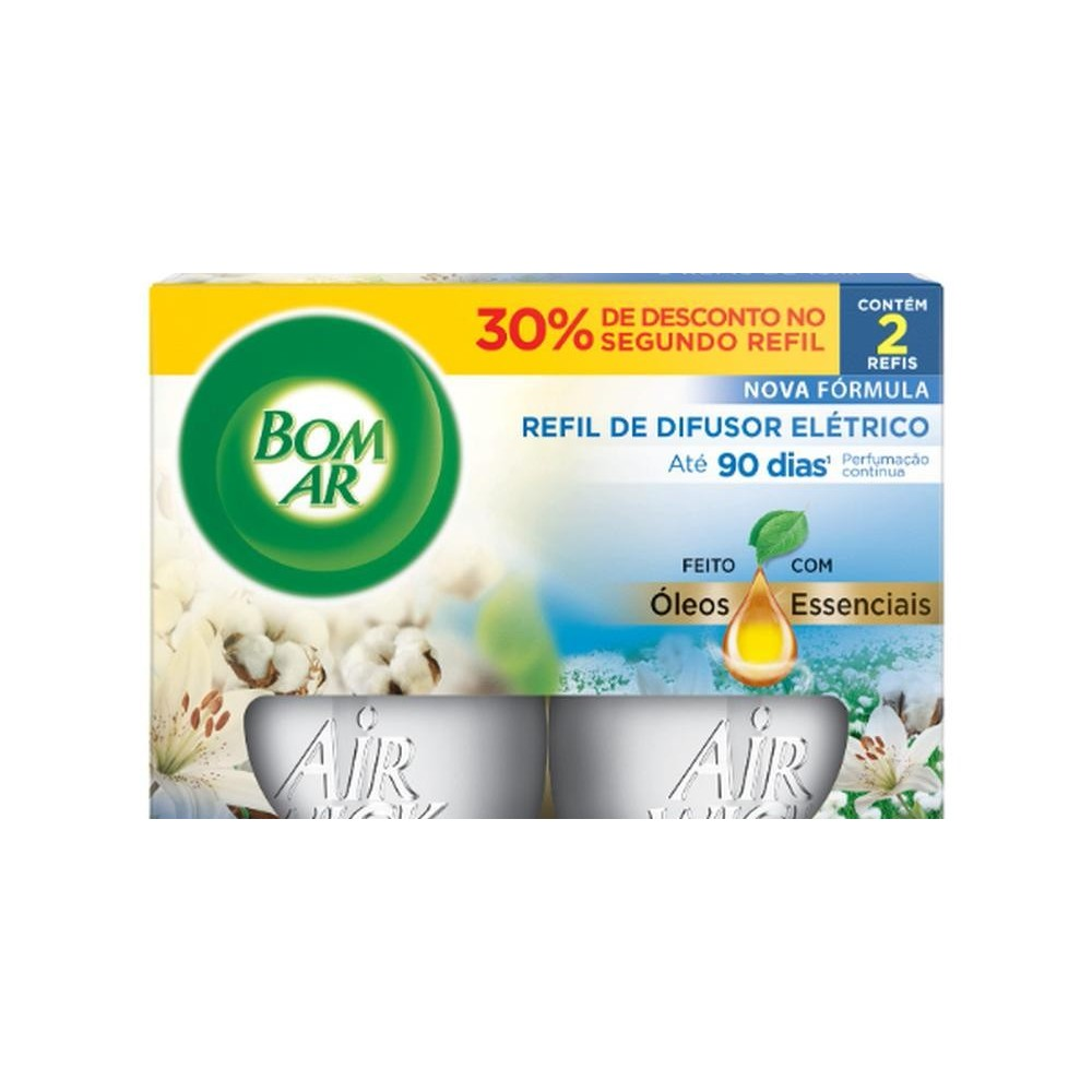 BOM AR AIR WICK ELETRICO REFIL COM 2UN 16ML 30% DESCONTO ALGODAO