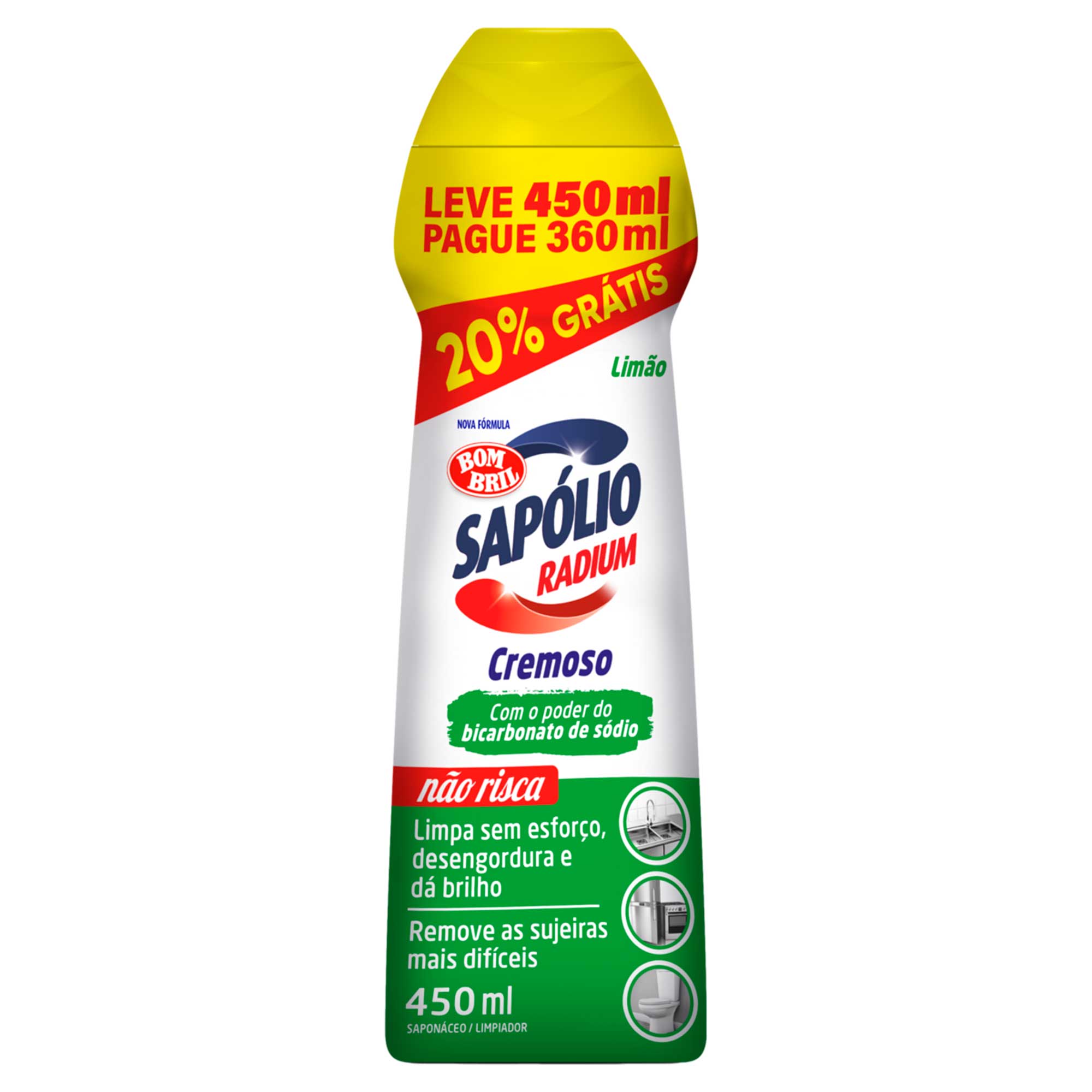 SAPOLIO RADIUM CREMOSO 450ML GRATIS 20% LIMAO