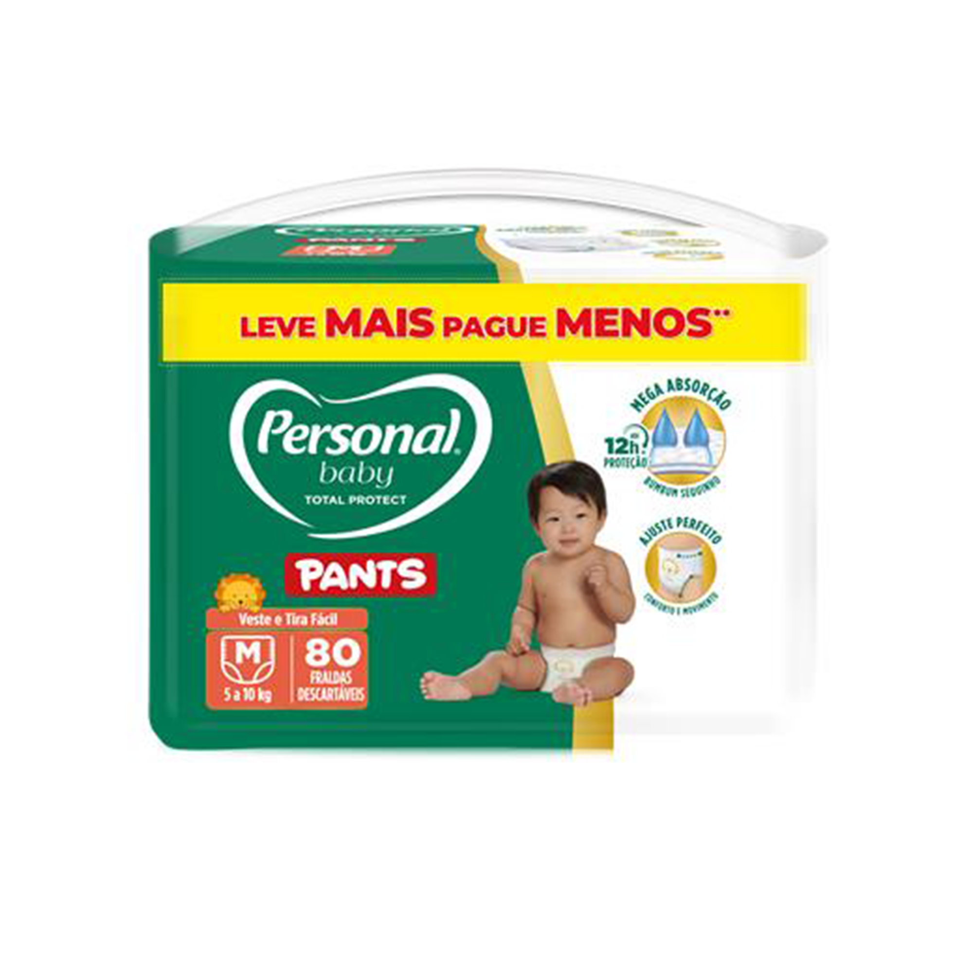 FRALDA PERSONAL BABY TOTAL PROTECT GIGA M COM 80 UNIDADES PANTS