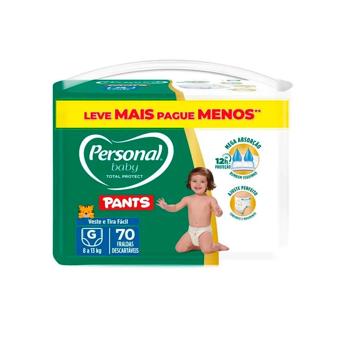 FRALDA PERSONAL BABY TOTAL PROTECT GIGA G COM 70 UNIDADES PANTS
