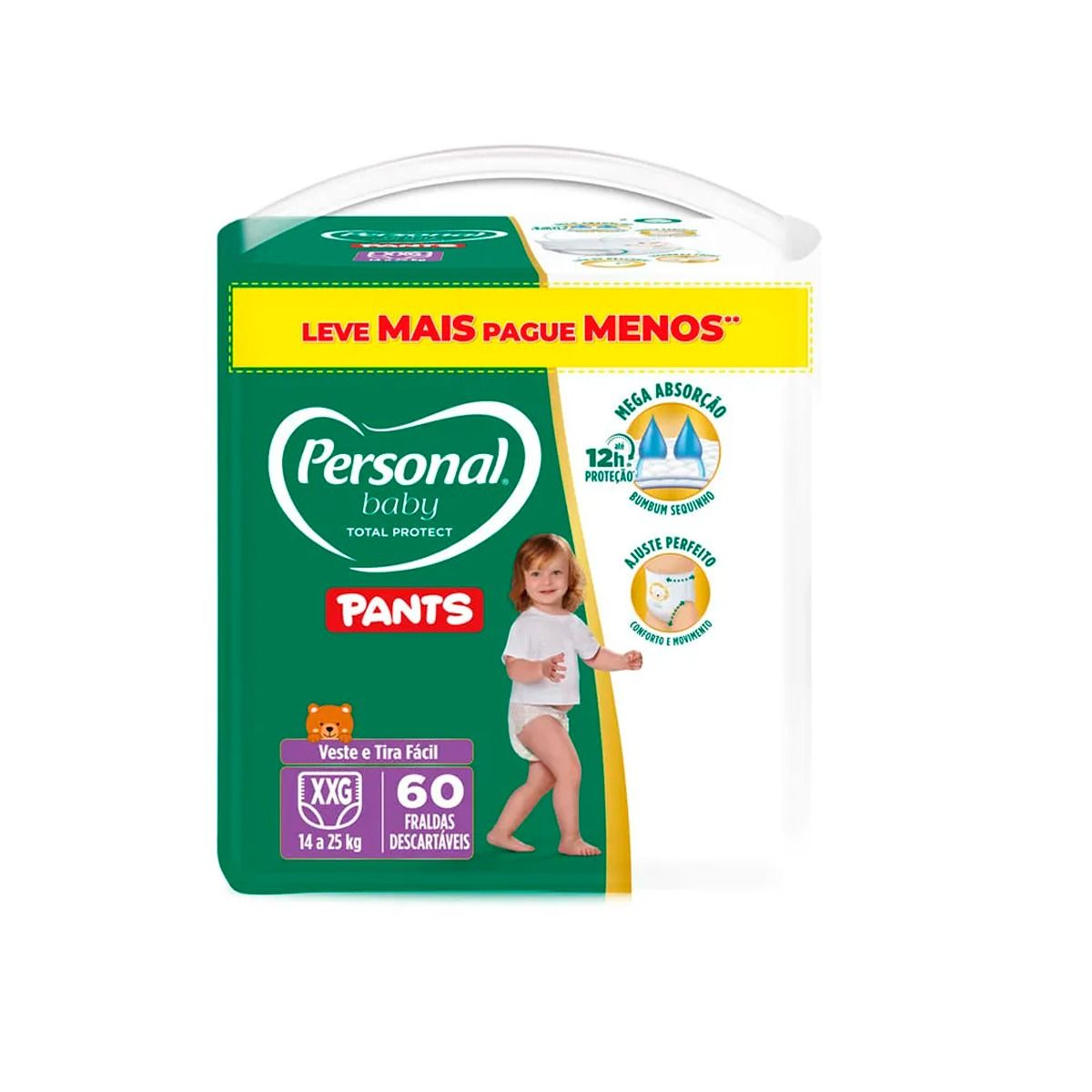 FRALDA PERSONAL BABY TOTAL PROTECT GIGA PANTS XXG COM 60 UNIDADES