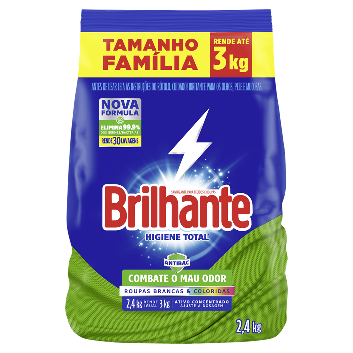 DETERGENTE EM PO BRILAHNTE BAG 2,4KG HIGIENE TOTAL