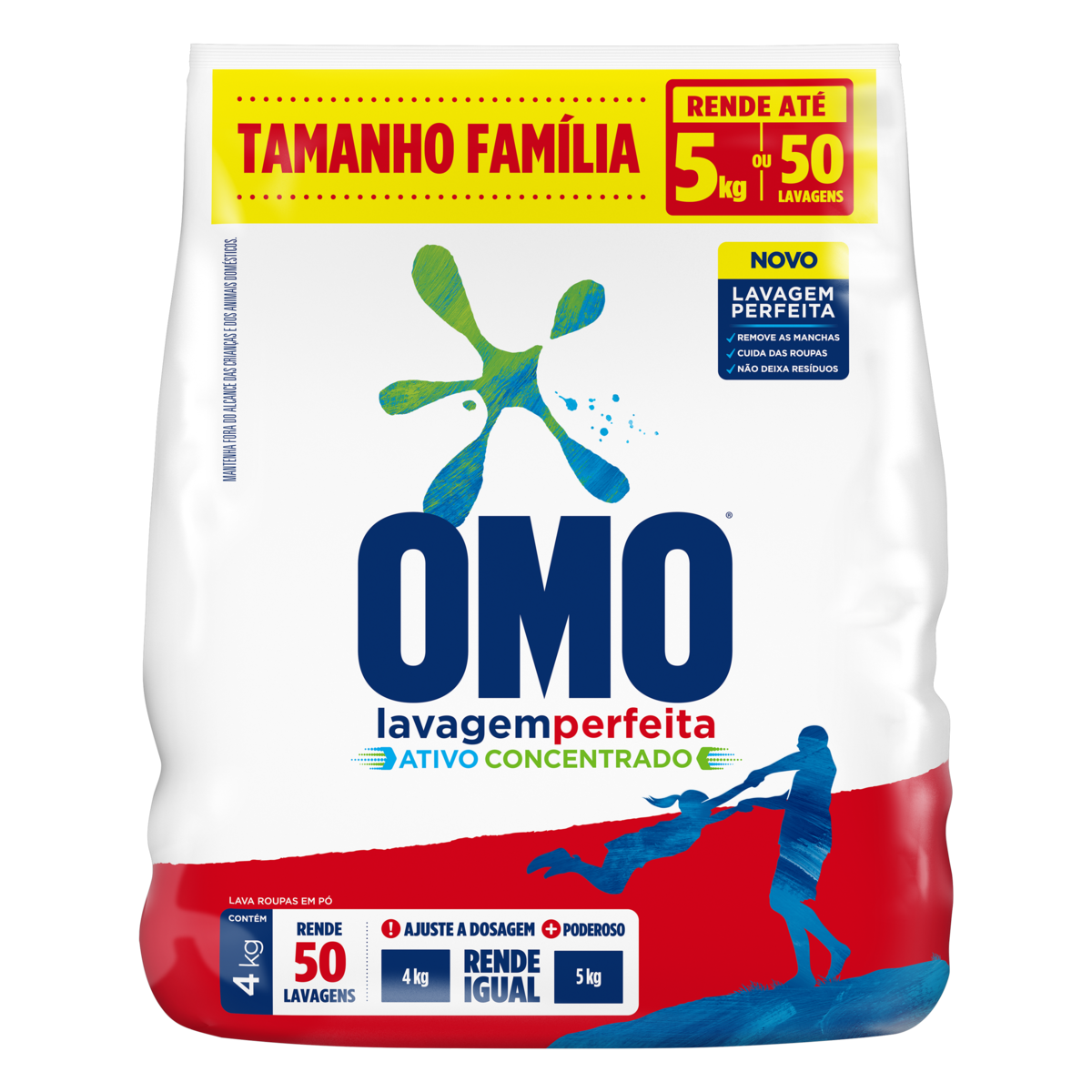 DETERGENTE EM PO OMO BAG 4KG LAVAGEM PERFEITA