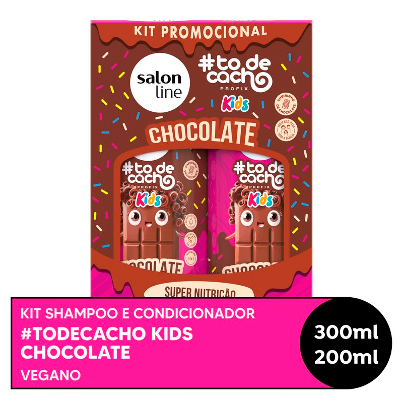SHAMPOO 300ML + CONDICIONADOR 200ML SALON LINE TODECACHO KIDS CHOCOLATE