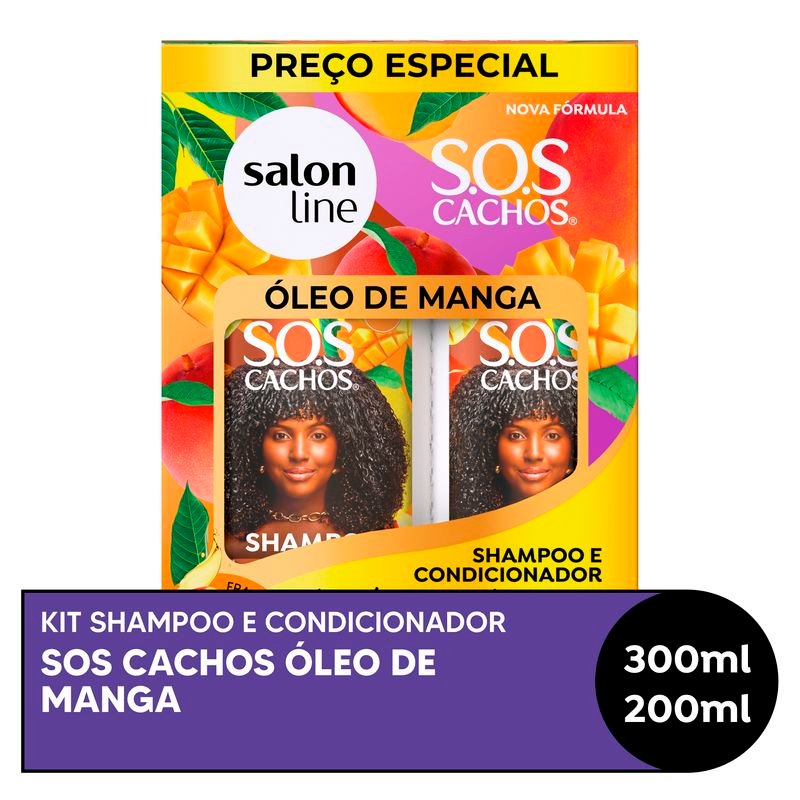 SHAMPOO 300ML + CONDICIONADOR 200ML SALON LINE SOS CACHOS OLEO DE MANGA