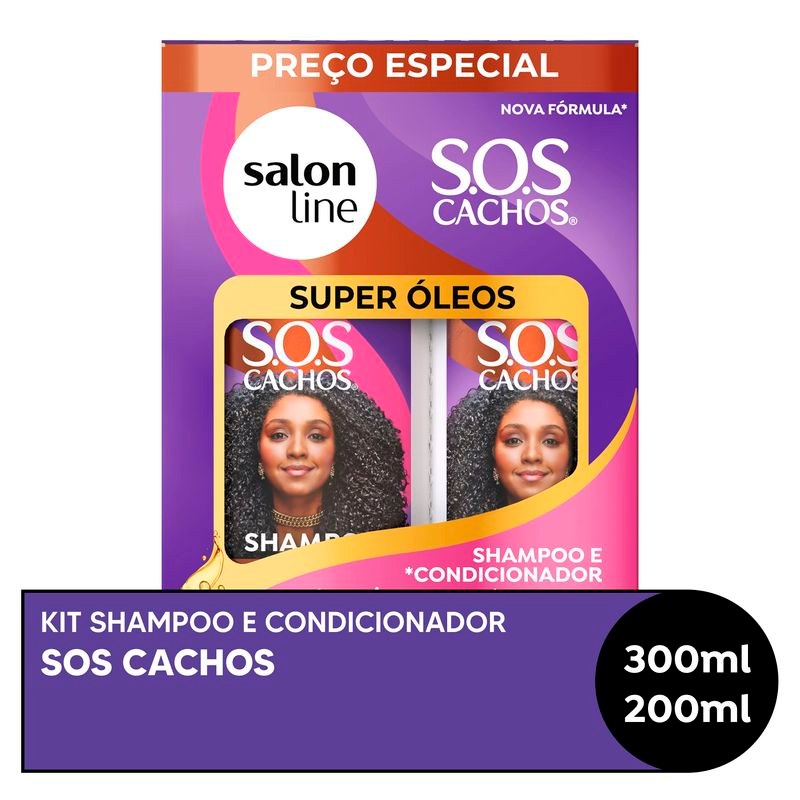 SHAMPOO 300ML + CONDICIONADOR 200ML SALON LINE SOS CACHOS SUPER OLEOS