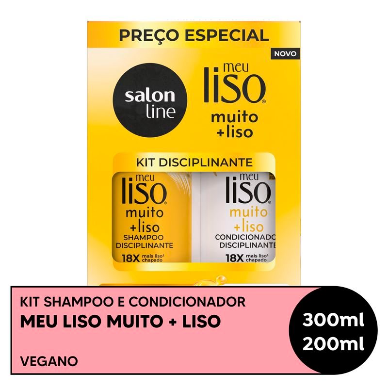 SHAMPOO 300ML + CONDICIONADOR 200ML SALON LINE MEU LISO MUITO+LISO