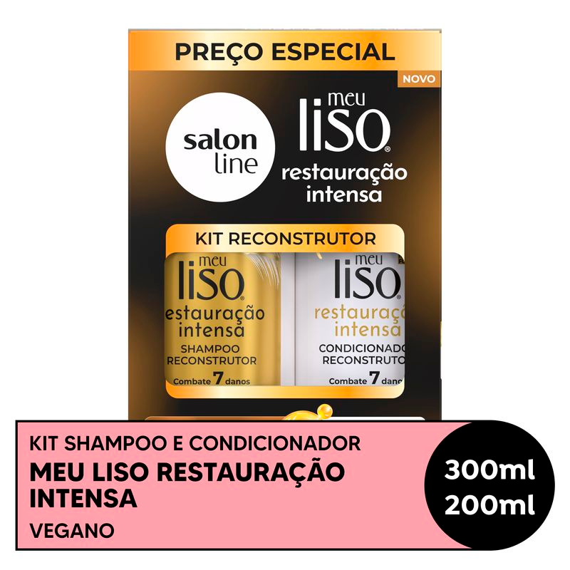 SHAMPOO 300ML + CONDICIONADOR 200ML SALON LINE MEU LISO RESTAURACAO INTENSA