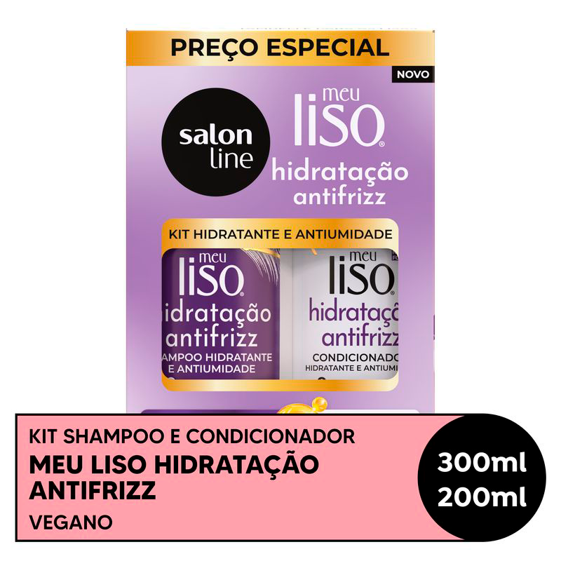 SHAMPOO 300ML + CONDICIONADOR 200ML SALON LINE MEU LISO ANTIFRIZZ