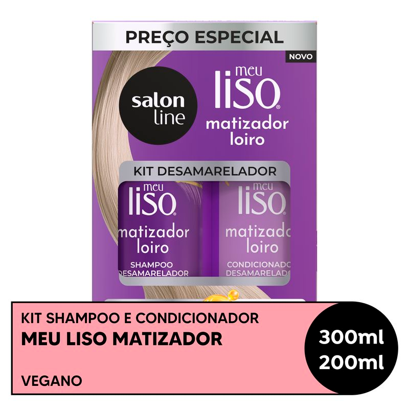 SHAMPOO 300ML + CONDICIONADOR 200ML SALON LINE MEU LISO MATIZADOR LOIRO