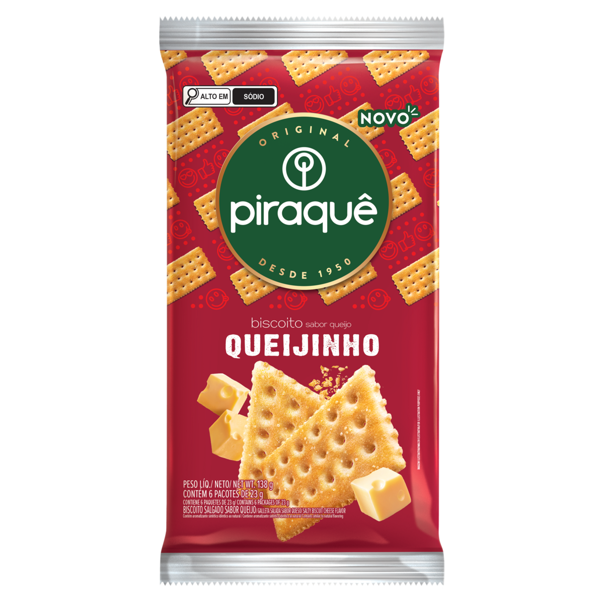 BISCOITO PIRAQUE SALGADO 138G QUEIJINHO