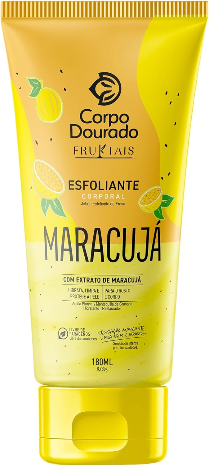 ESFOLIANTE CORPO DOURADO FRUKTAIS 180ML MARACUJA E CAMOMILA