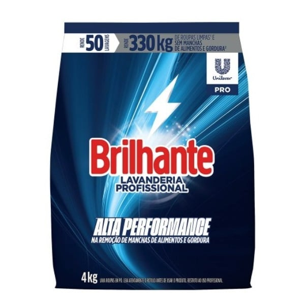 DETERGENTE EM PO BRILHANTE 4KG ALTA PERFORMANCE