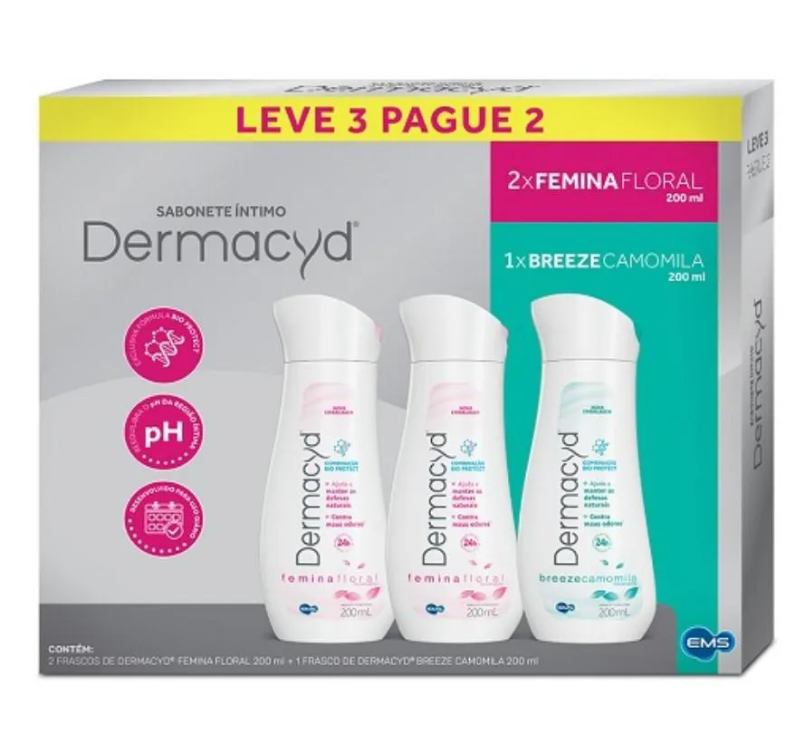 SABONETE LIQUIDO INTIMO DERMACYD LEVE 3 FEMINA PAGUE 2 BREEZE 200ML