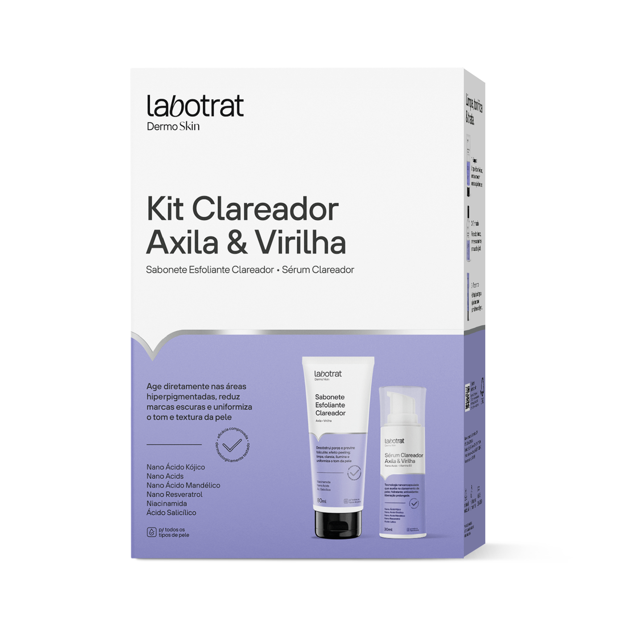 KIT CLAREADOR LABOTRAT COM 2 ITENS AXILA E VIRILHA