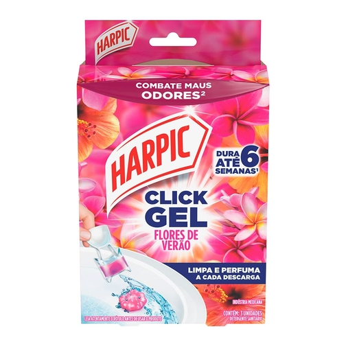 GEL APLICADOR HARPIC CLICK COM 3UN 15G FLORES DE VERAO