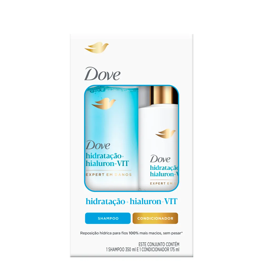 SHAMPOO DOVE 350ML+ CONDICIONADOR 175ML HIDRATACAO + HIALURON VIT