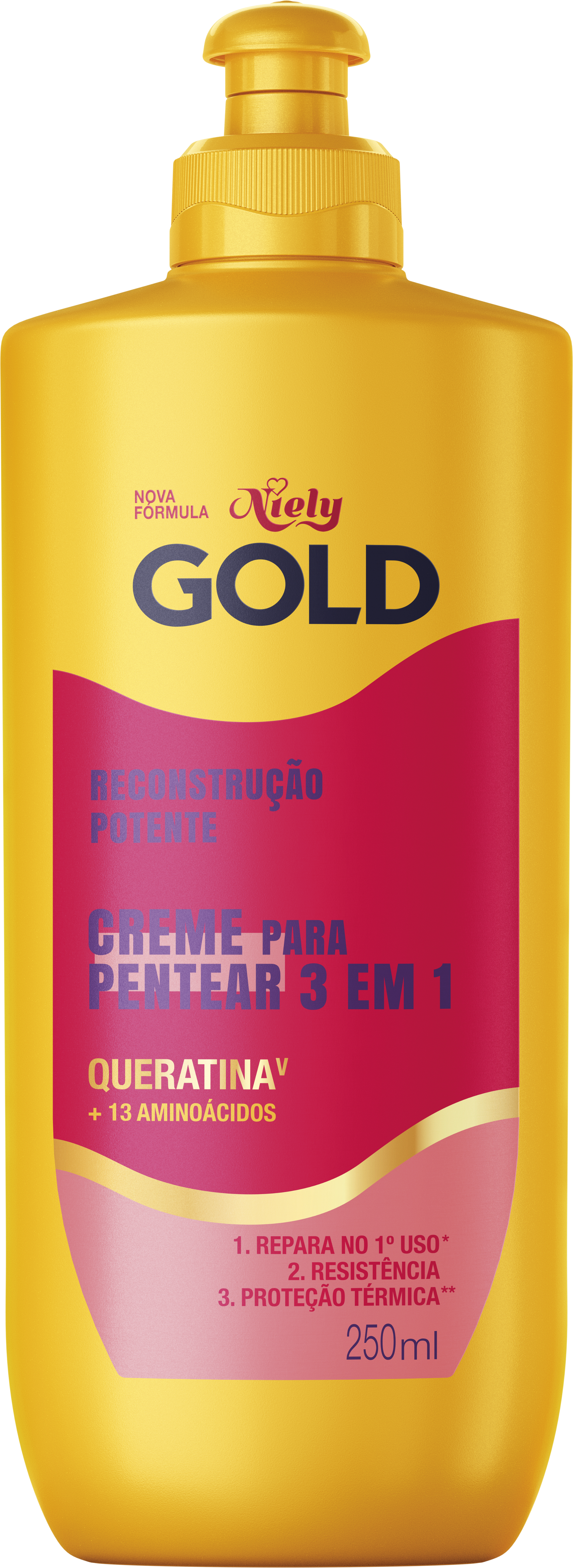 CREME DE PENTEAR NIELY GOLD 250ML. RECONSTRUCAO POTENTE