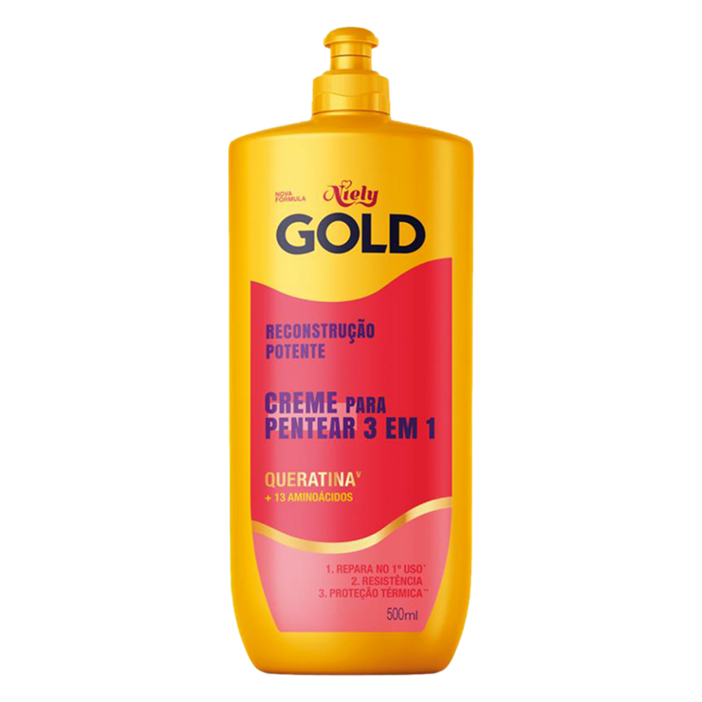 CREME DE PENTEAR NIELY GOLD 500ML. RECONSTRUCAO POTENTE