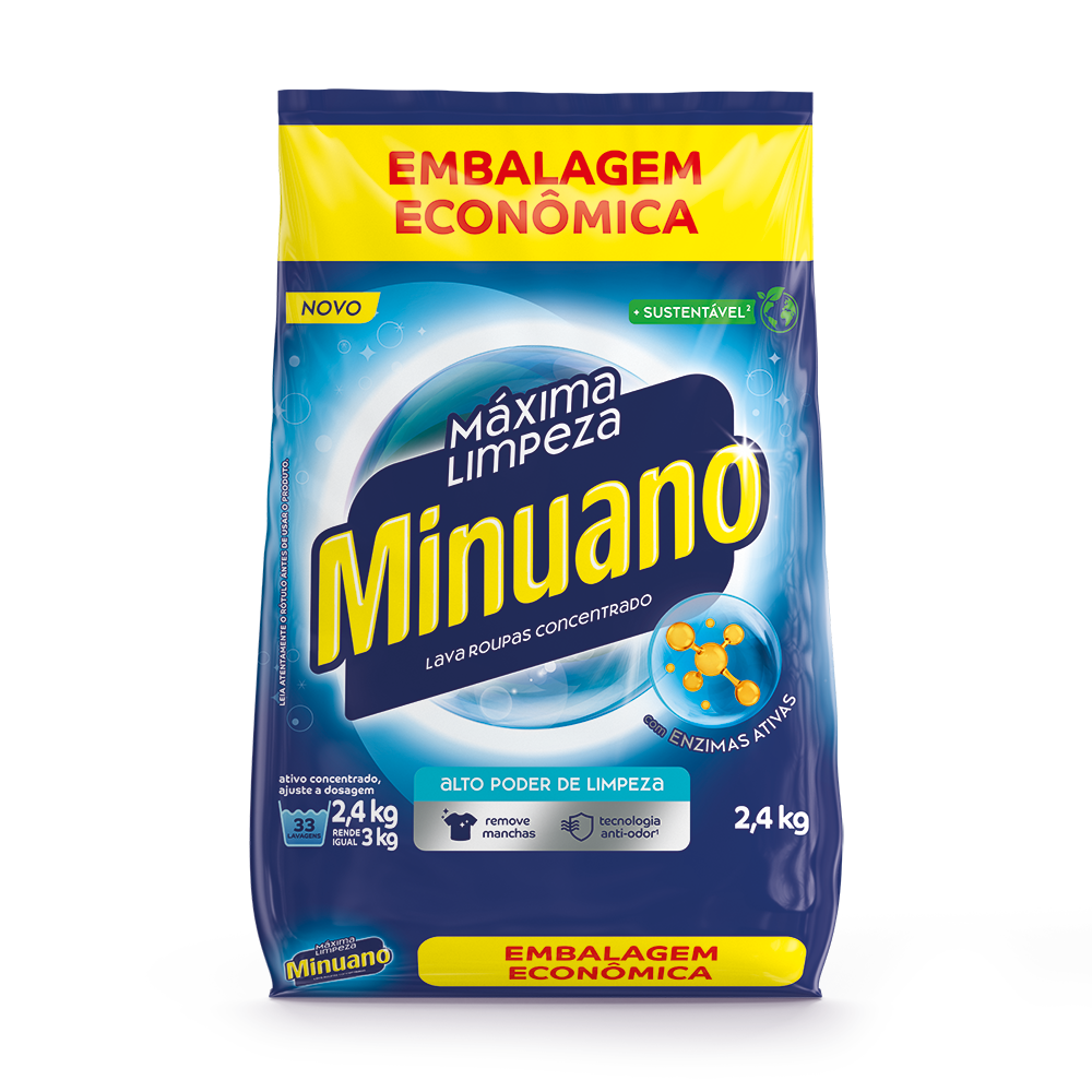 DETERGENTE EM PO MINUANO BAG 2,4KG MAXIMA LIMPEZA - AZUL
