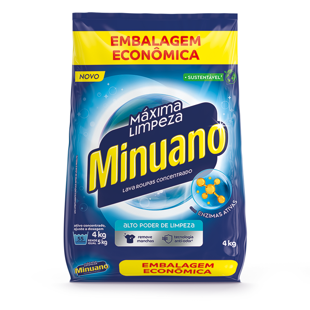 DETERGENTE EM PO MINUANO BAG 4KG MAXIMA LIMPEZA