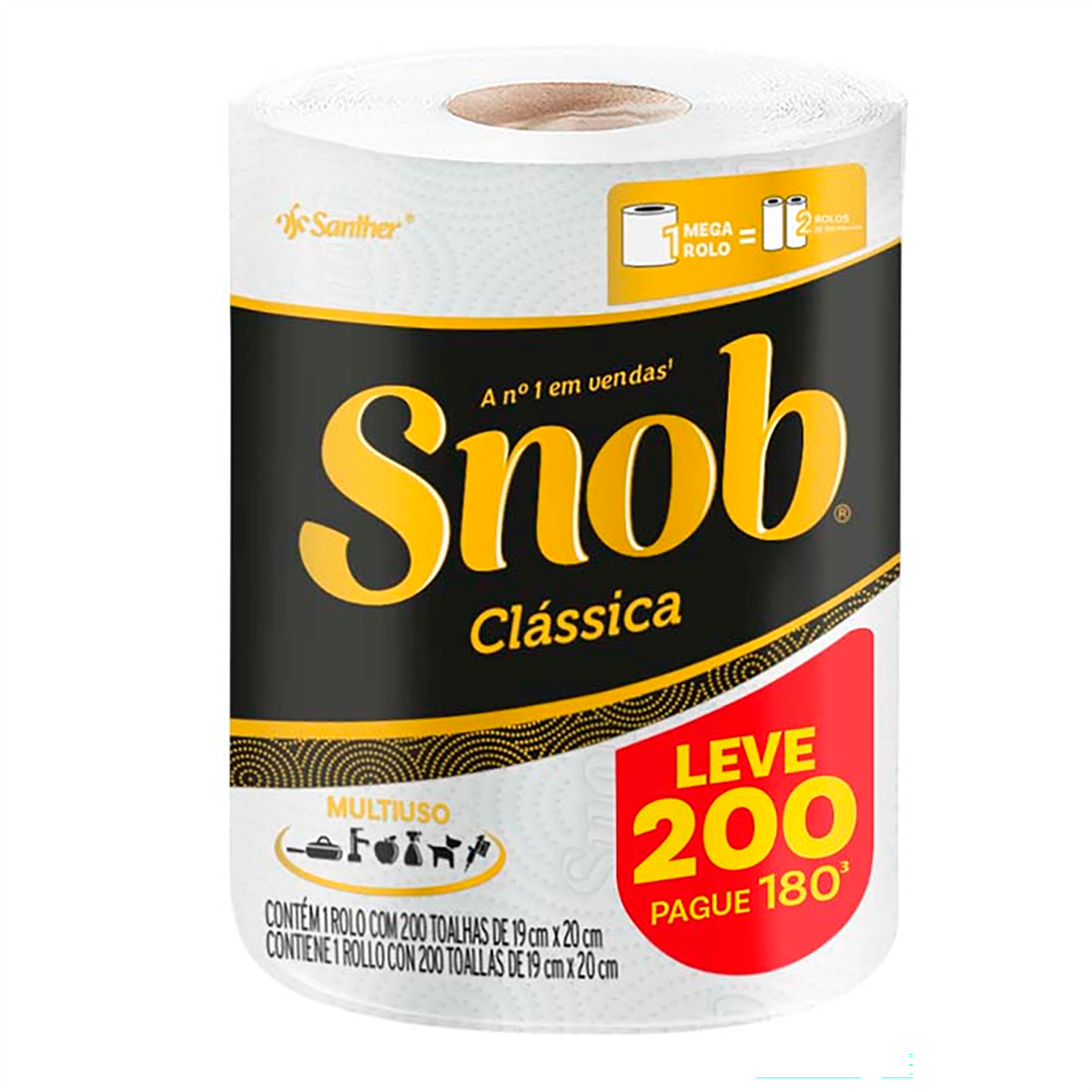 PAPEL TOALHA SNOB FOLHA DUPLA L200 P180 FLS BRANCA