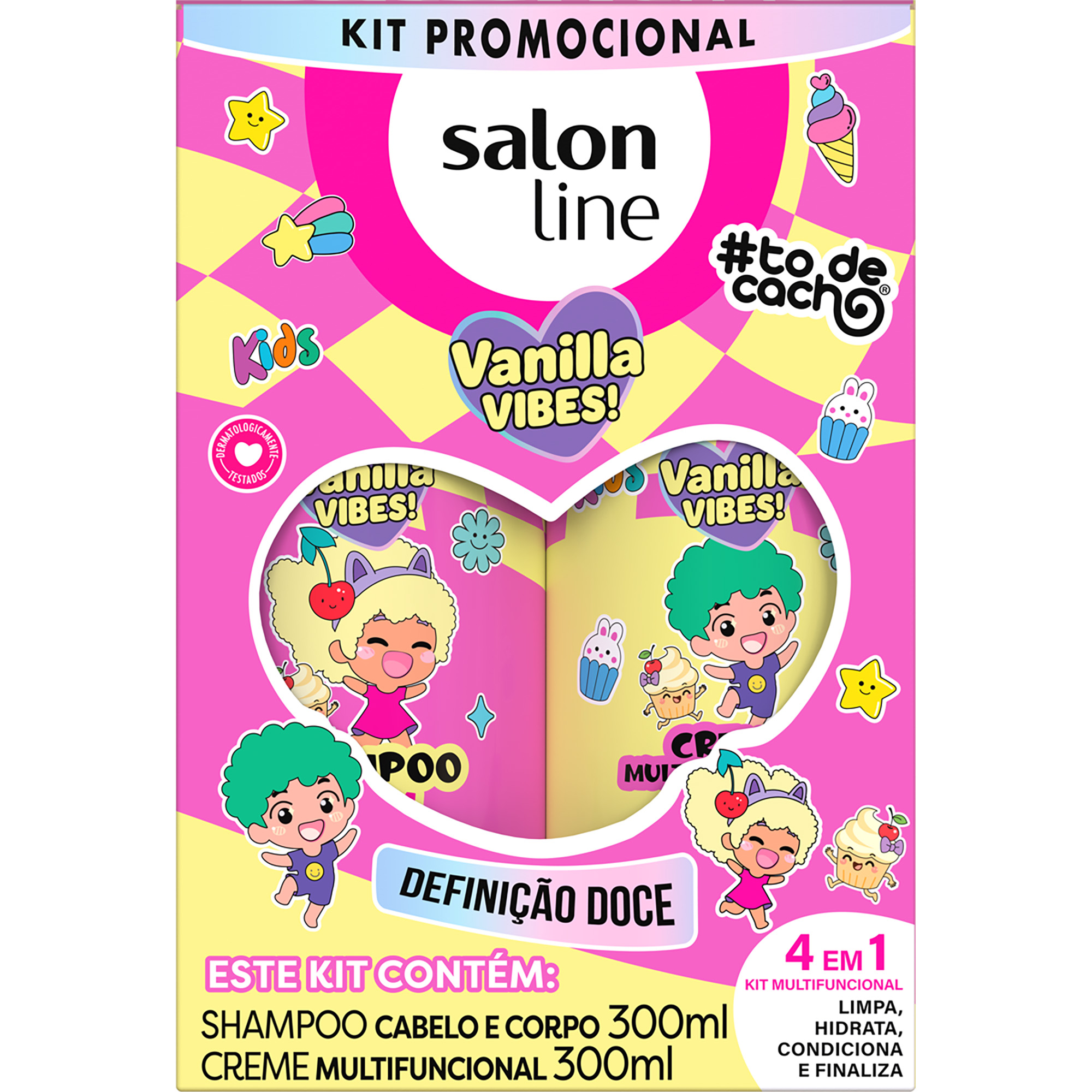 SHAMPOO + CREME MULTY SALON LINE TODECACHO 300ML KIDS VANILLA VIBES