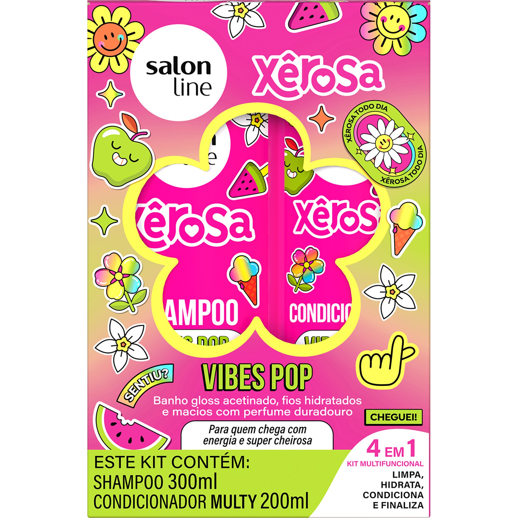 SHAMPOO 300ML + CONDICIONADOR 200ML SALON LINE XEROSA VIBES POP