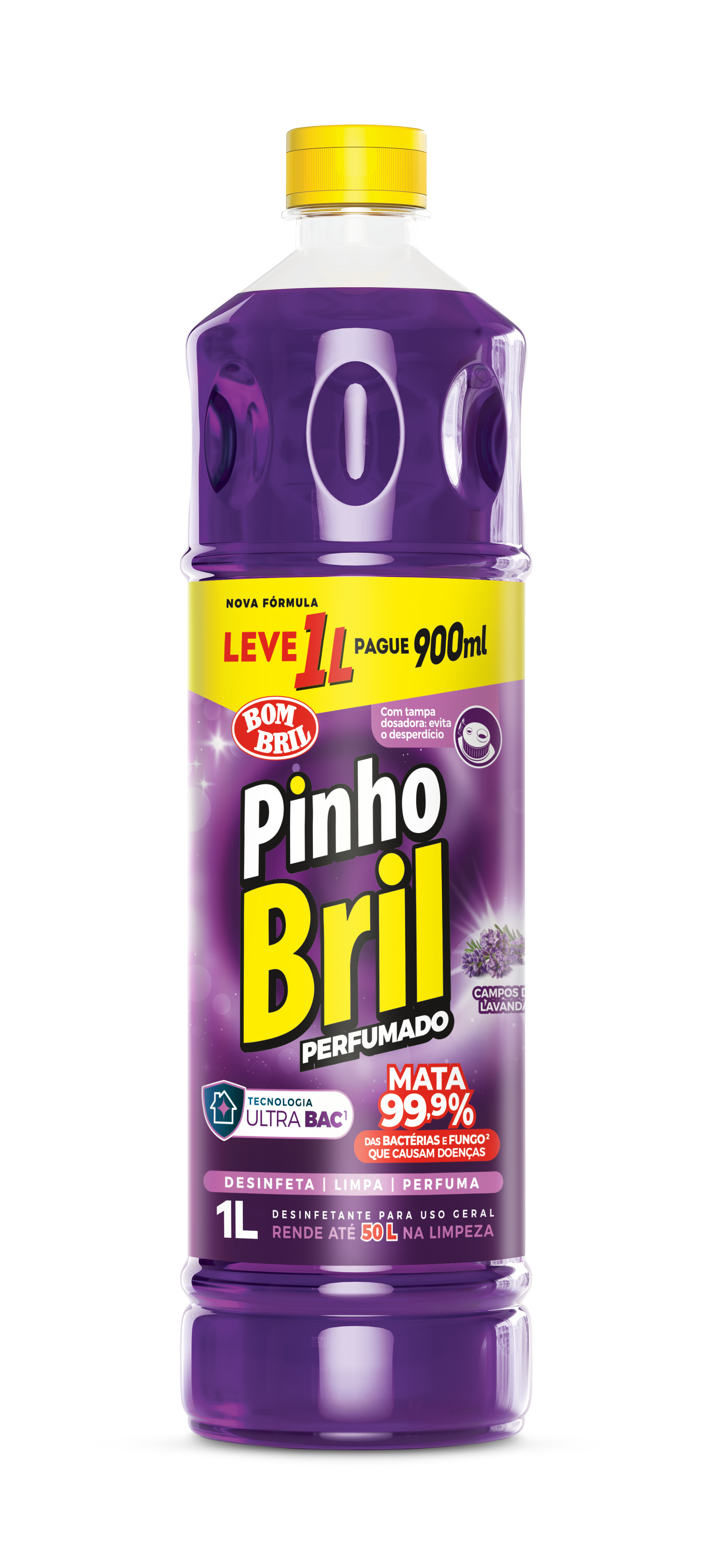 DESINFETANTE BOMBRIL PINHO BRIL LEVE 1L PAGUE 900ML LAVANDA