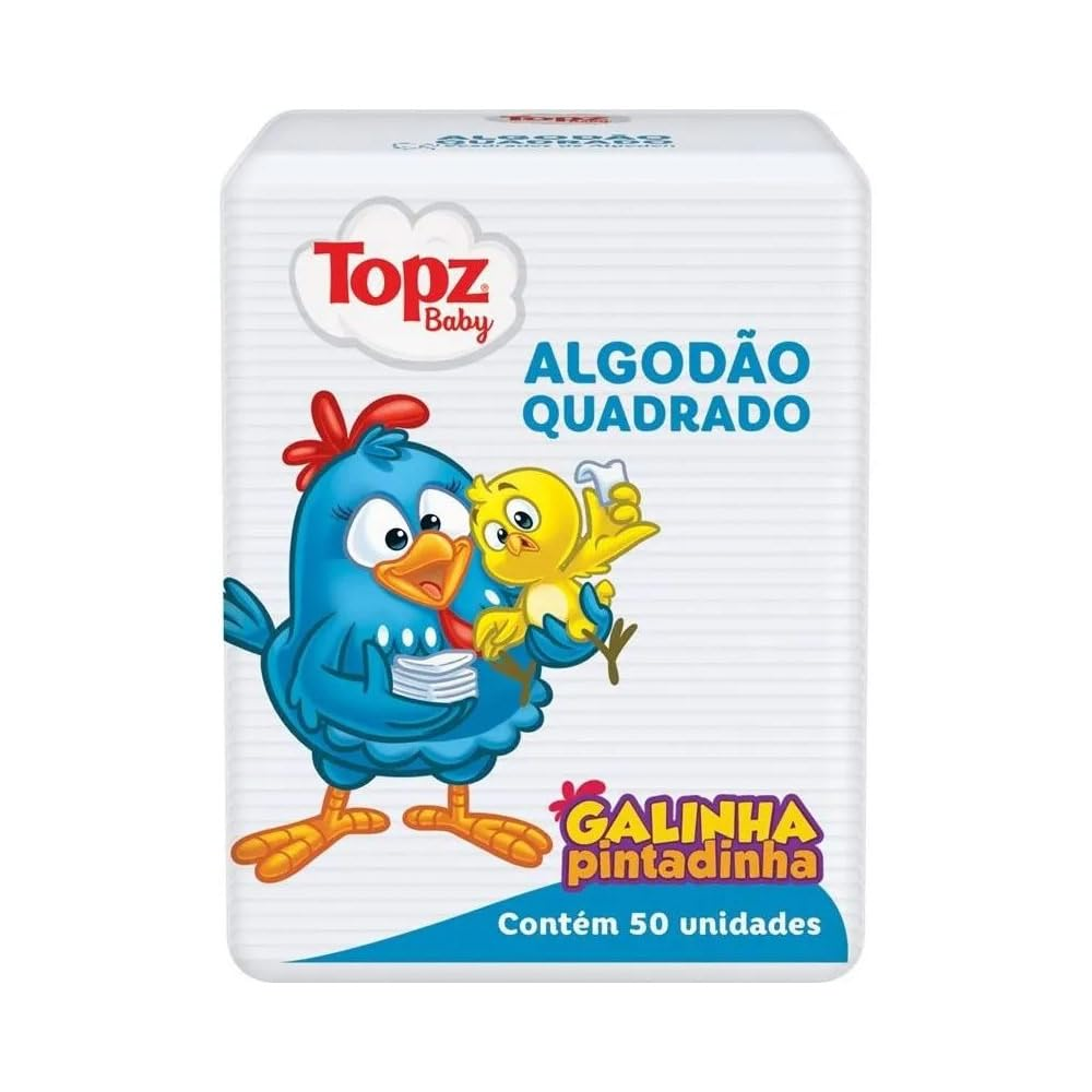 ALGODAO TOPZ QUADRADO COM 50UN GALINHA PINTADINHA