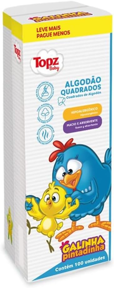 ALGODAO TOPZ QUADRADO COM 100UN LEVE +PAGUE - GALINHA PINTADINHA