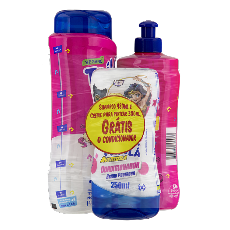 SHAMPOO 480ML+ CREME 300ML TRALALA KIDS + CONDICIONADOR 250ML BRILHO