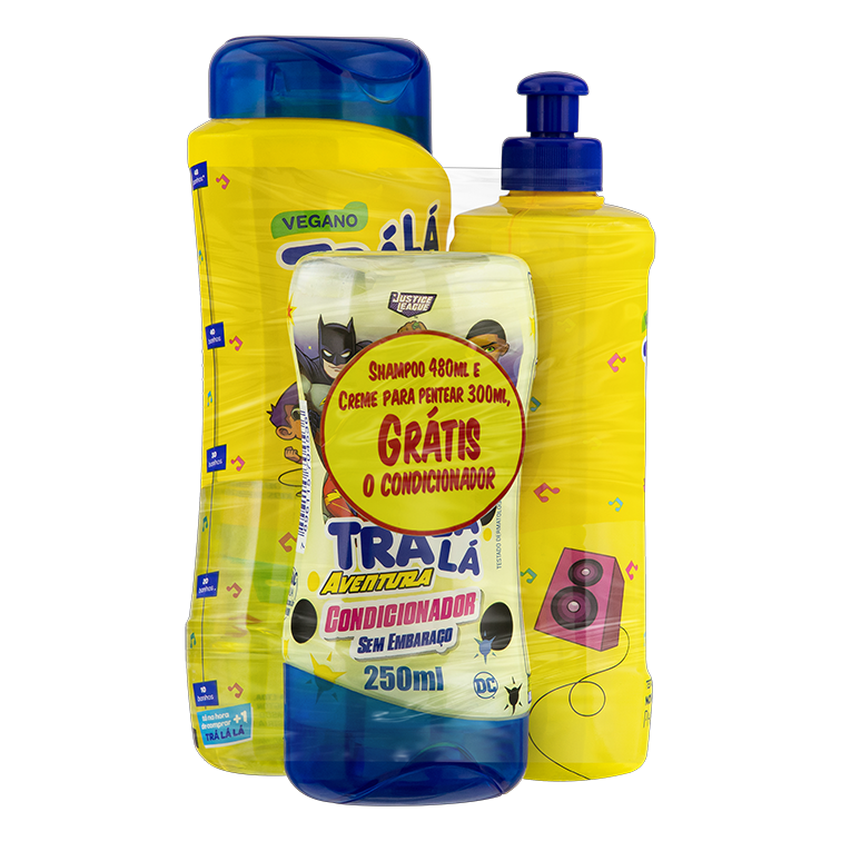 SHAMPOO 480ML+ CREME 300ML TRALALA KIDS + CONDICIONADOR 250ML SEM EMBARACO