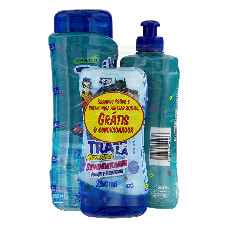 SHAMPOO 480ML+ CREME 300ML TRALALA KIDS + CONDICIONADOR 250ML FORCA