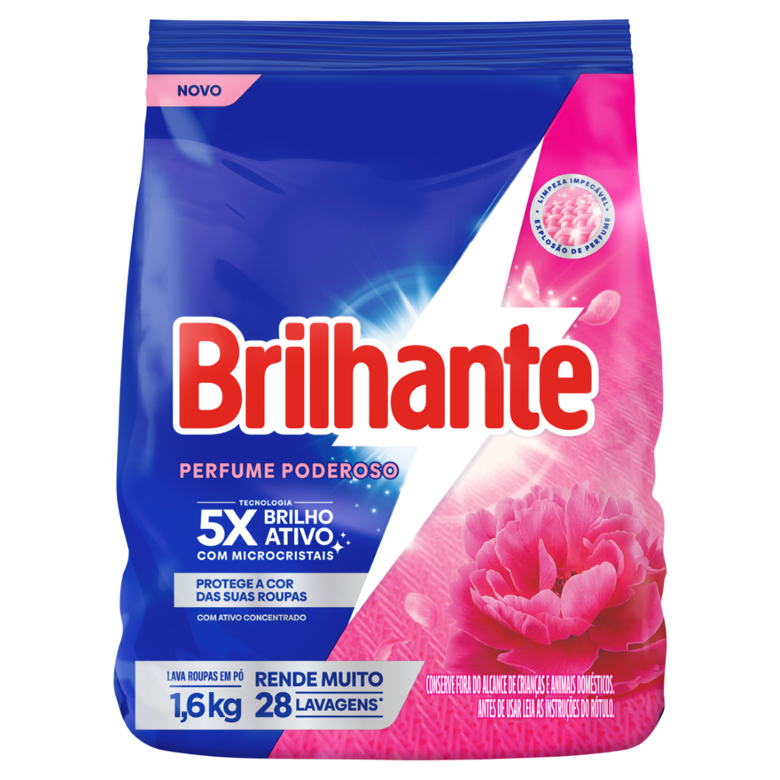 DETERGENTE EM PO BRILHANTE 1,6KG PERFUME PODEROSO