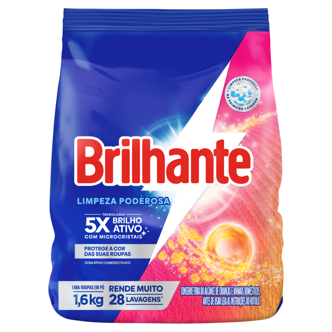 DETERGENTE EM PO BRILHANTE 1,6KG LIMPEZA PODEROSA