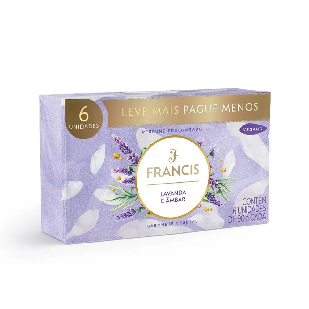 SABONETE FRANCIS LEVE MAIS PAGUE MENOS 6X90G LAVANDA - LILAS
