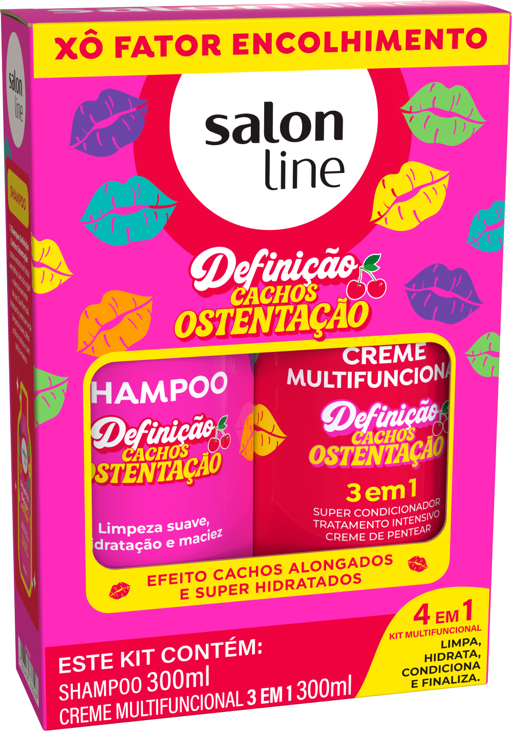 SHAMPOO + CREME DE PENTAR SALON LINE 300ML DEFINICAO CACHOS OSTENTACAO