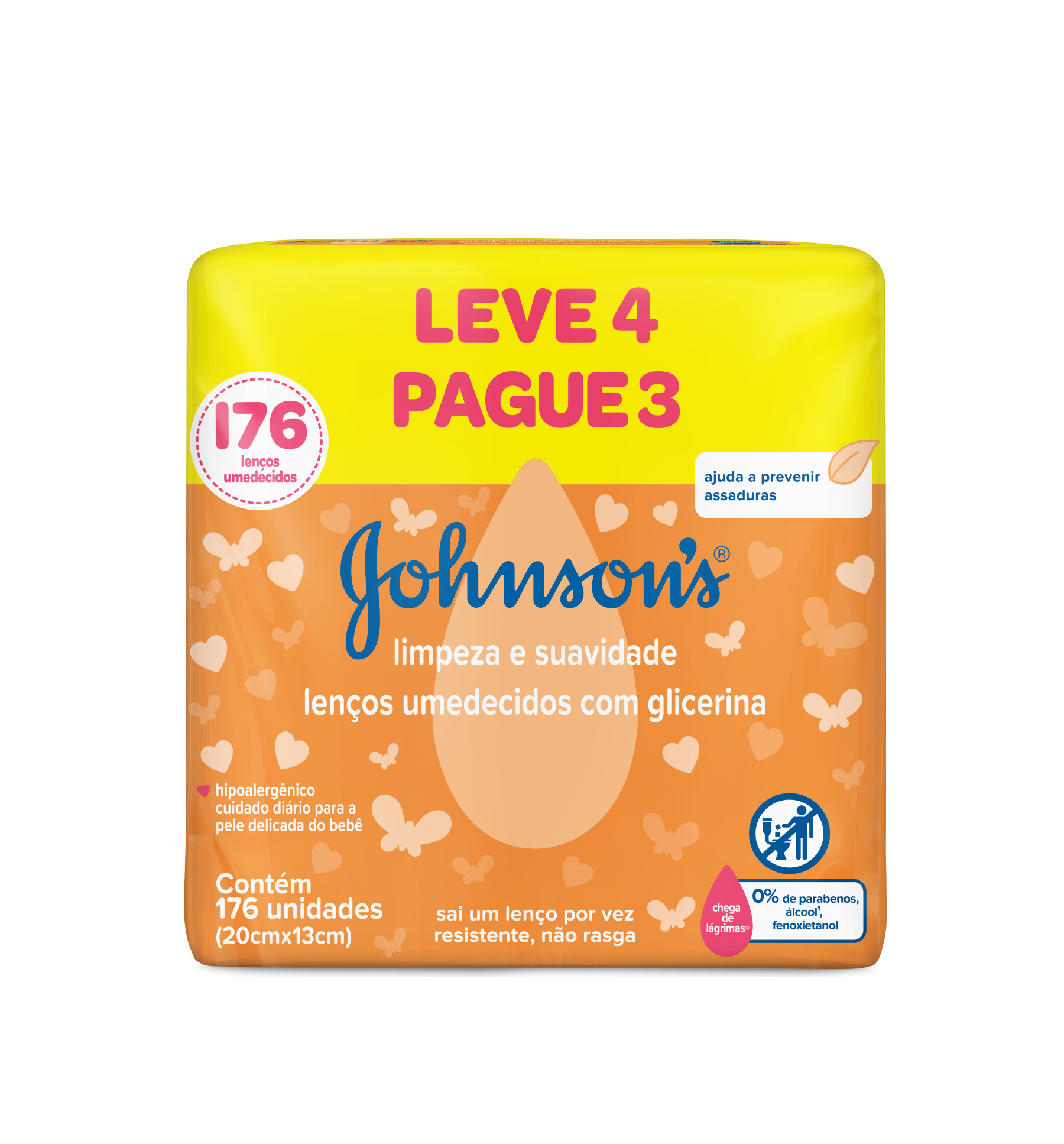 TOALHA UMED JOHNSONS BABY COM 176UN L4 P3 LIMPEZA E SUAVIDADE