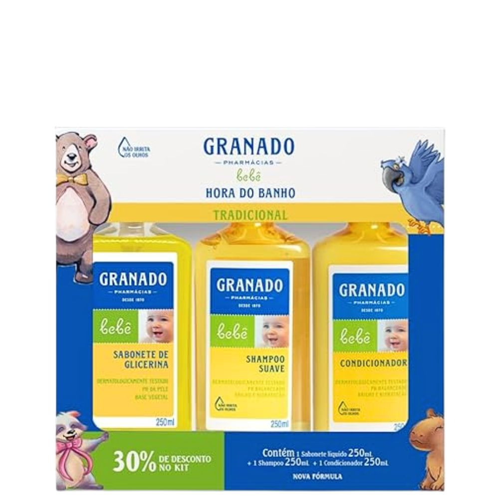 KIT GRANADO BEBE SABONETE + SHAMPOO + CONDICIONADOR 250ML TRADICIONAL