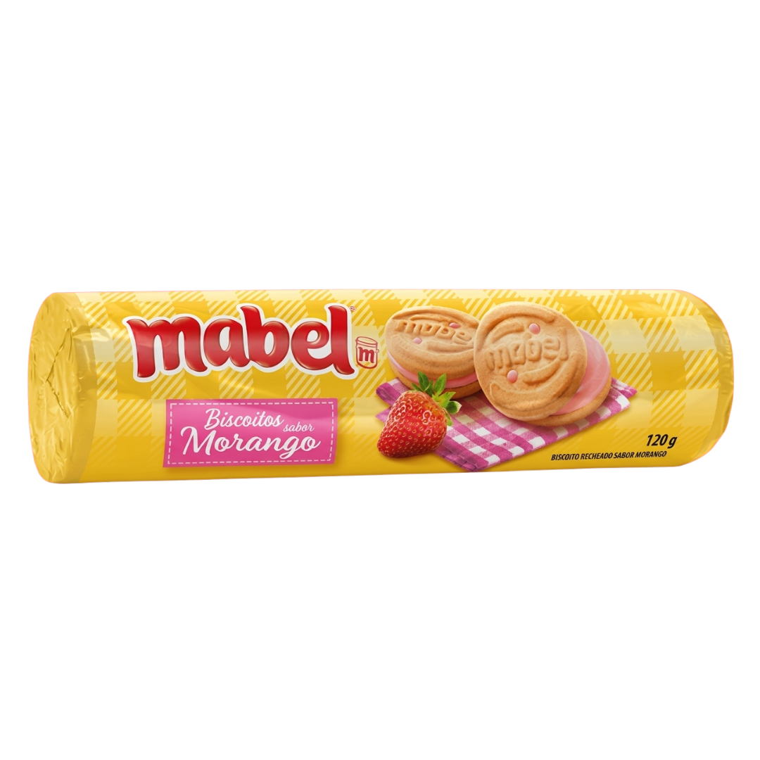 BISCOITO MABEL RECHEADO 120G MORANGO