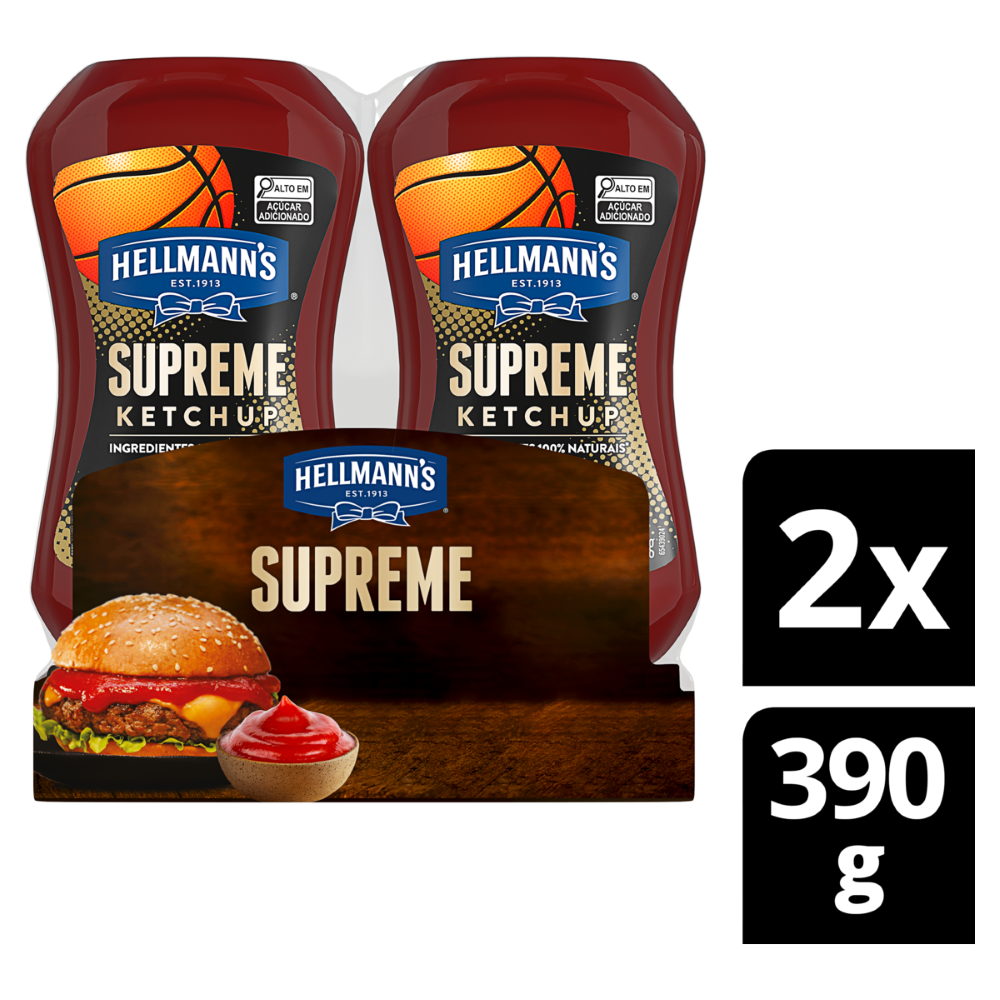 KETCHUP HELLMANNS COM 2UN 390G SUPREME SQUEEZE
