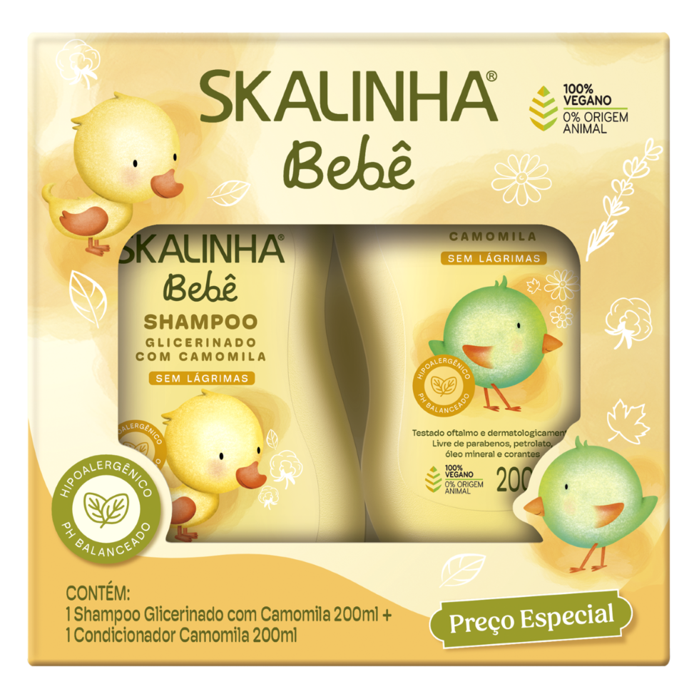SHAMPOO + CONDICIONADOR SKALINHA BEBE 200ML CAMOMILA