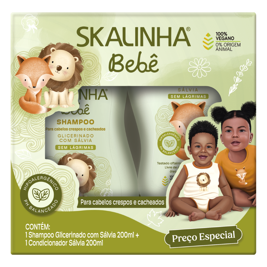 SHAMPOO + CONDICIONADOR SKALINHA BEBE 200ML SALVIA