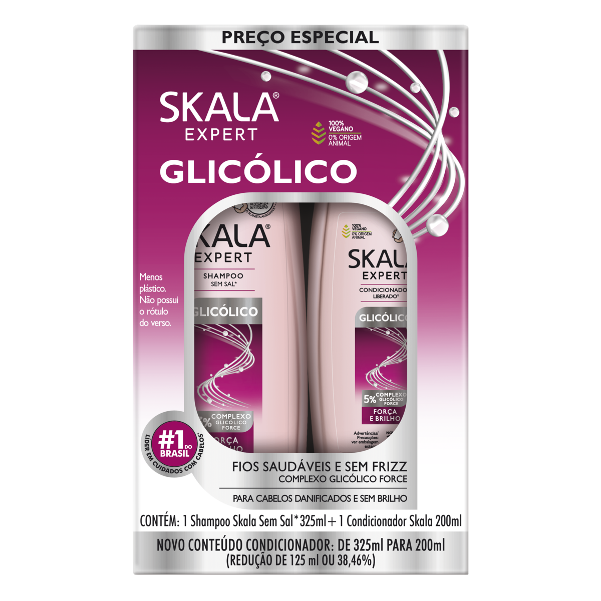 SHAMPOO 325ML + CONDICIONADOR 200ML SKALA GLICOLICO
